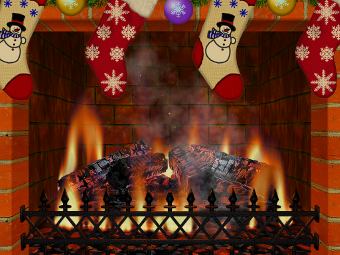 free christmas fireplace background 3D christmas fireplace screen saver